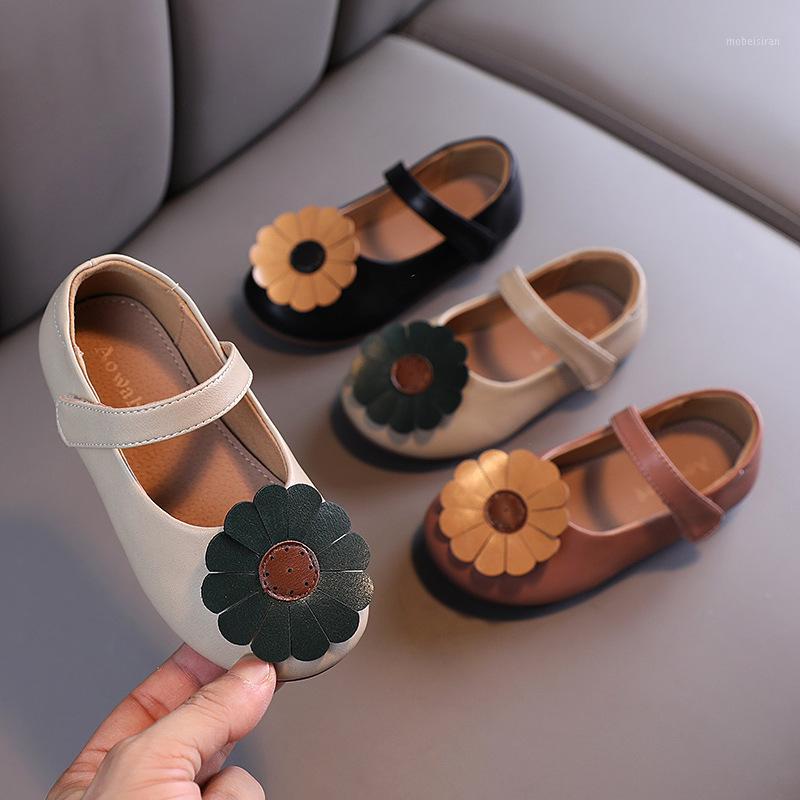 

Autumn Girls Casual Shoes Flowers Princess Leather Shoes Student Children Kids Girls1, Black