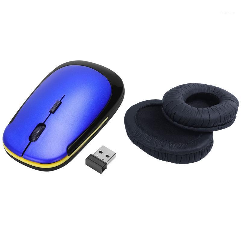 

1x Ultra-Slim Mini USB Wireless Optical Wheel Mouse Mice & 1Pair Headset Sets Foam Headphones for Sennheiser 202 212Pro1