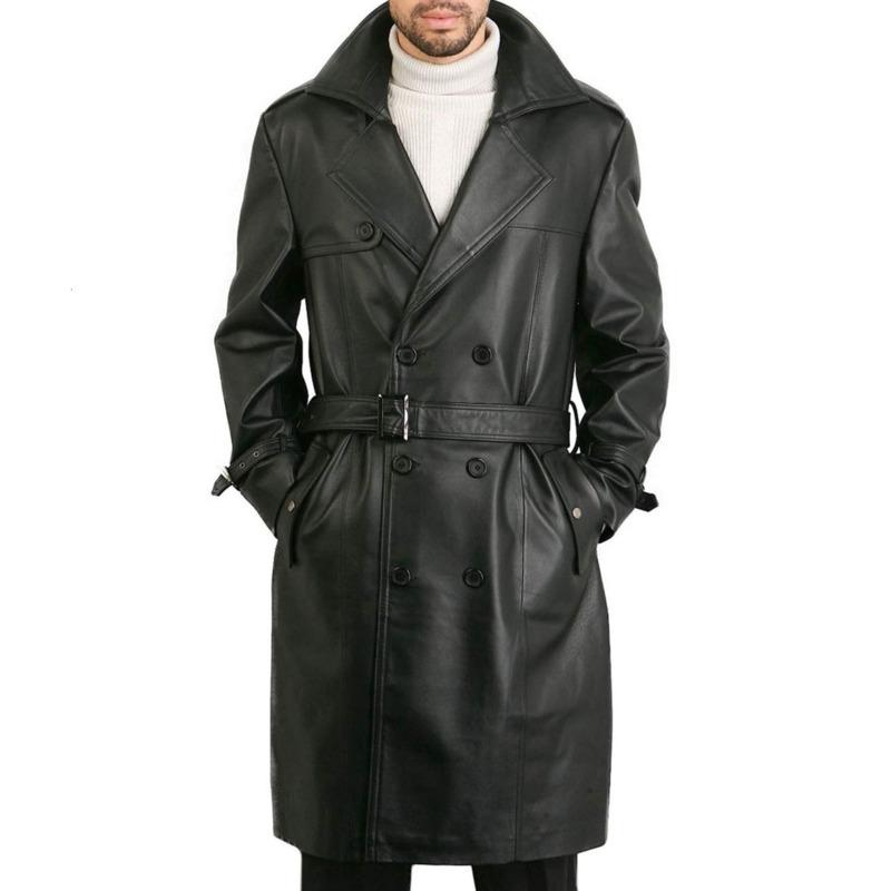 

2020 Autumn And Winter New Youth Popular Men's Solid Color PU Motorcycle Leather Windbreaker Fashion Casual Mid-length Top, Black