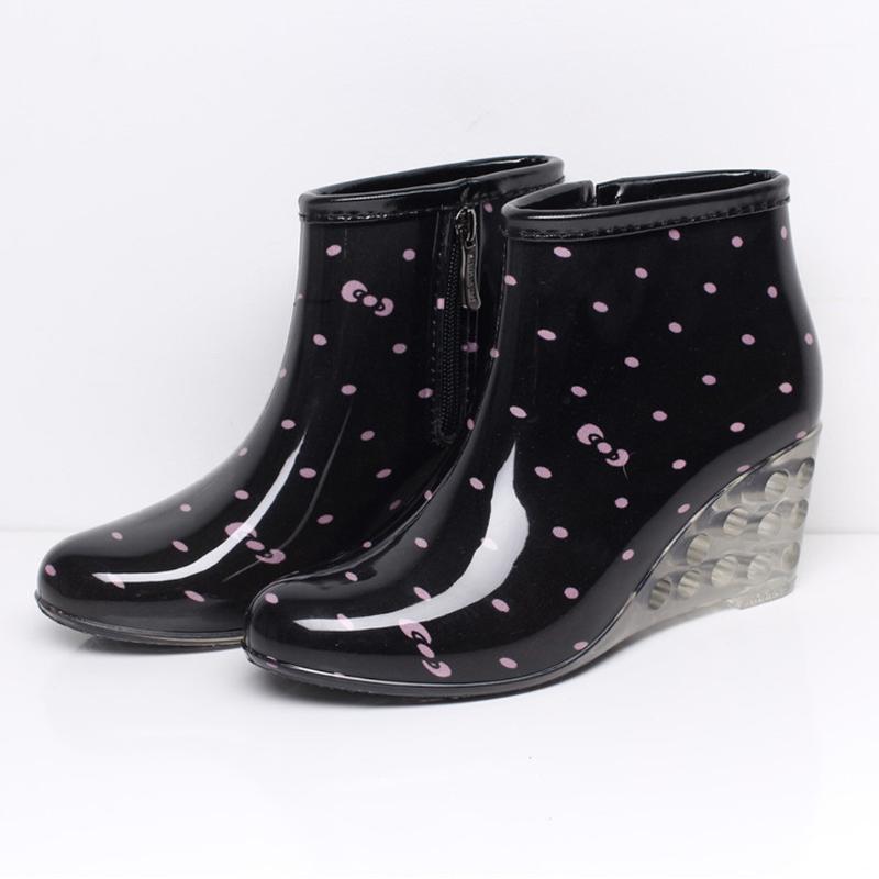 

Sagace 2020 Wedge Women Rain Boots Non-slip Waterproof Transparent Heel Ankle Booties Short Jelly Woman Shoes1, Pink