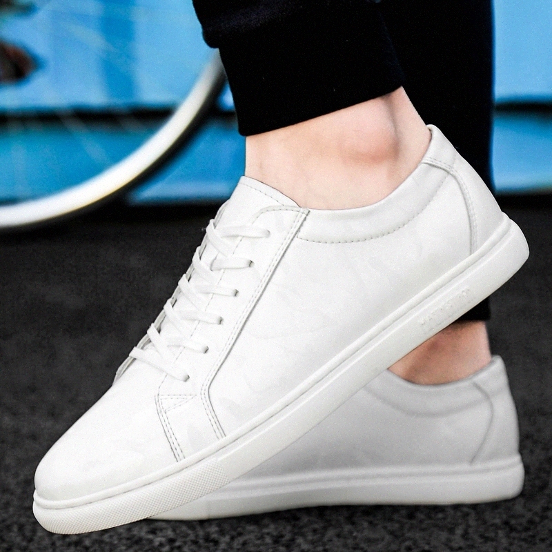 

Shoes Men's Casual Shoes Fashion Men genunie Leather Comfortable outdoor breathable Men Lace-up HandMade white Shoes men #QP5V