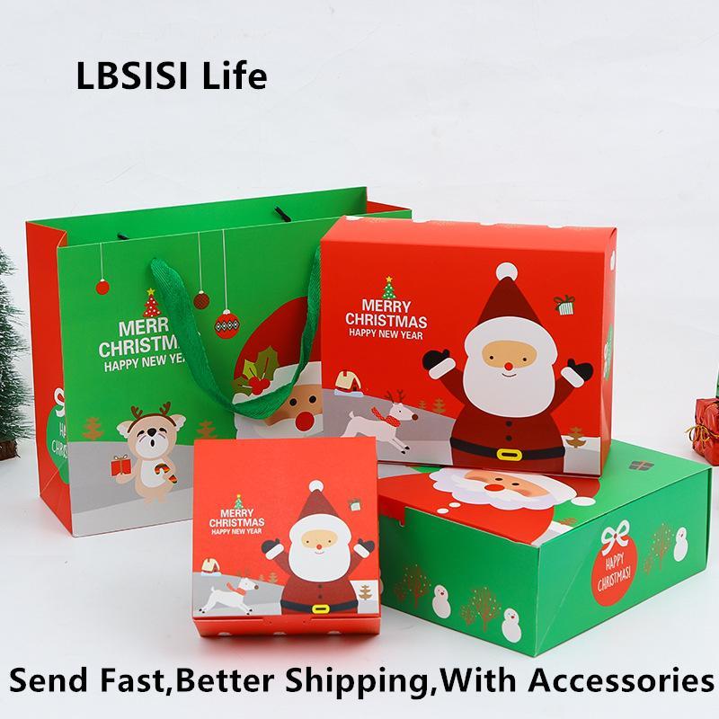 

LBSISI Life 10pcs Christmas Candy Cookie Gift Paper Box Chocolate Biscuit Nougat Merry Christmas Favor Party Packing Bags Boxes1