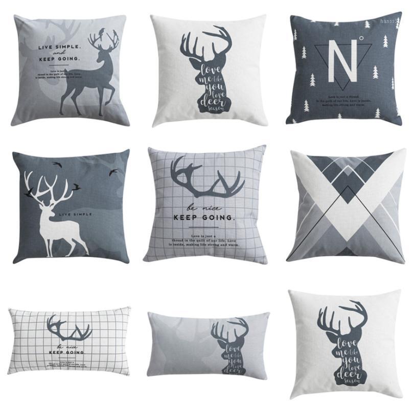 

Nordic Cover Cushions Decorative Pillow Cover Deer Grey Black Throw Pillows Case Geometric Cushions for Sofa 45x451, 2 45x45cm