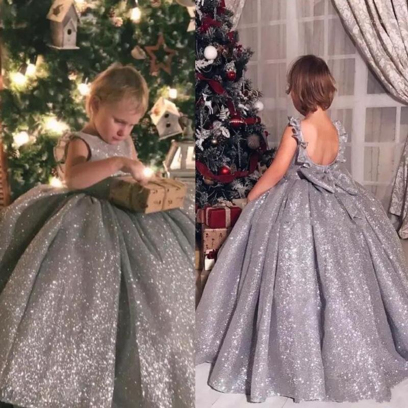 

Luxury High Quality Customized Flower Girls Dresses Sliver Sequined Backless Girls Pageant Dress Ball Gown Any Size1, Black