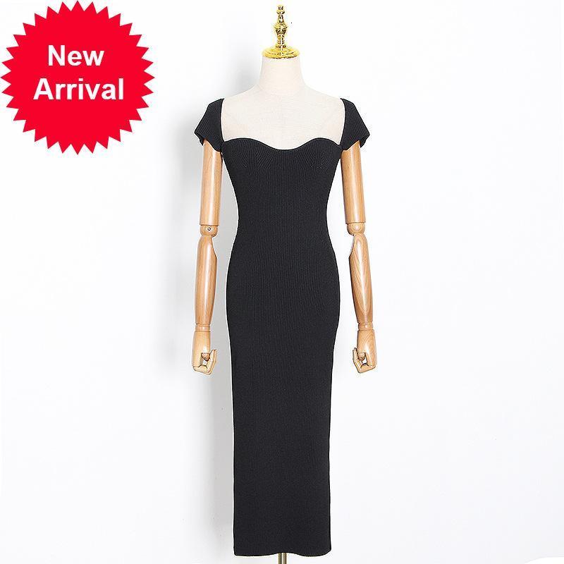 

Luxury 2021 New Lane New Fall Sexy Turtleneck Generous Short Sleeve Thin Mesh Dress Long Ladies Party Elegant Clothes DY8J, White