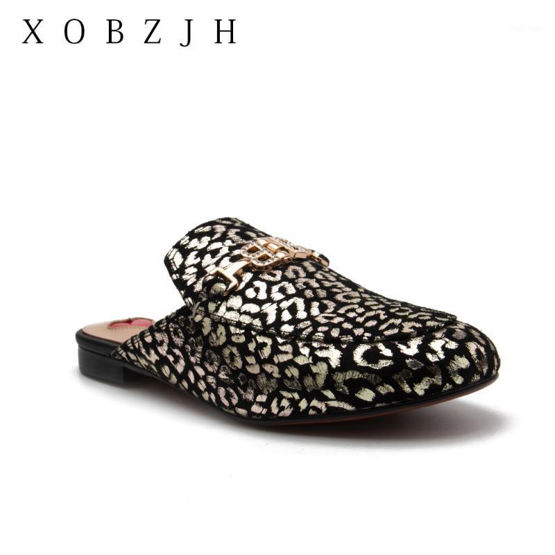 

Summer Flats Mules Shoes Women Slippers 2020 Outdoor Slipper Leopard rhinestone Shoes Woman Plus size 111, Order
