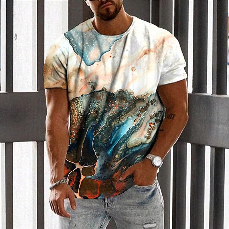 Men's Unisex T shirt 3D Print Abstract Graphic Prints Crew Neck Street Daily Print Short Sleeve Tops Casual Designer Big and Tall Sports Blue u