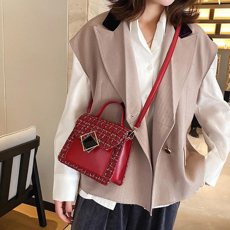 

Fashion Women Bags Solid Color Simple Wool High Quality Large Capacity Wool Shoulder Bag Messenger Bag New Arrival 30h