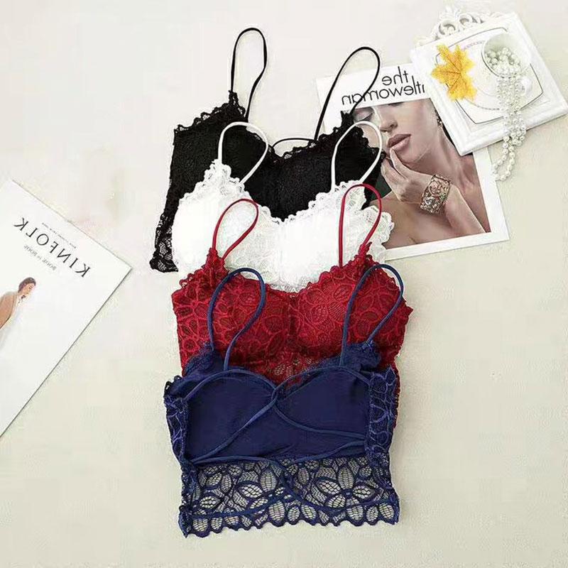 

Back Lace Bralette Women's Sexy Strappy Crisscross Back Scalloped Lace Bralette@88, Black