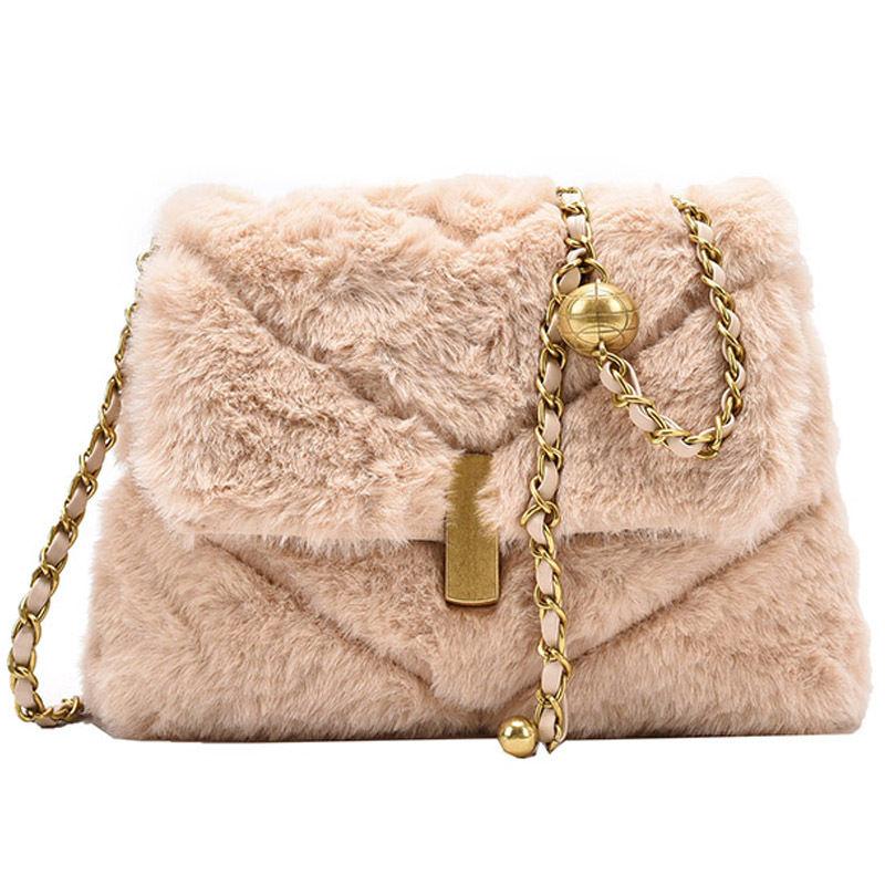 

Plush Ladies Shoulder Bags Women's Messenger Bags Fashion Female Crossbody Bag Soild Color Handbag for Girls Coin Purse Ms Totes, Black