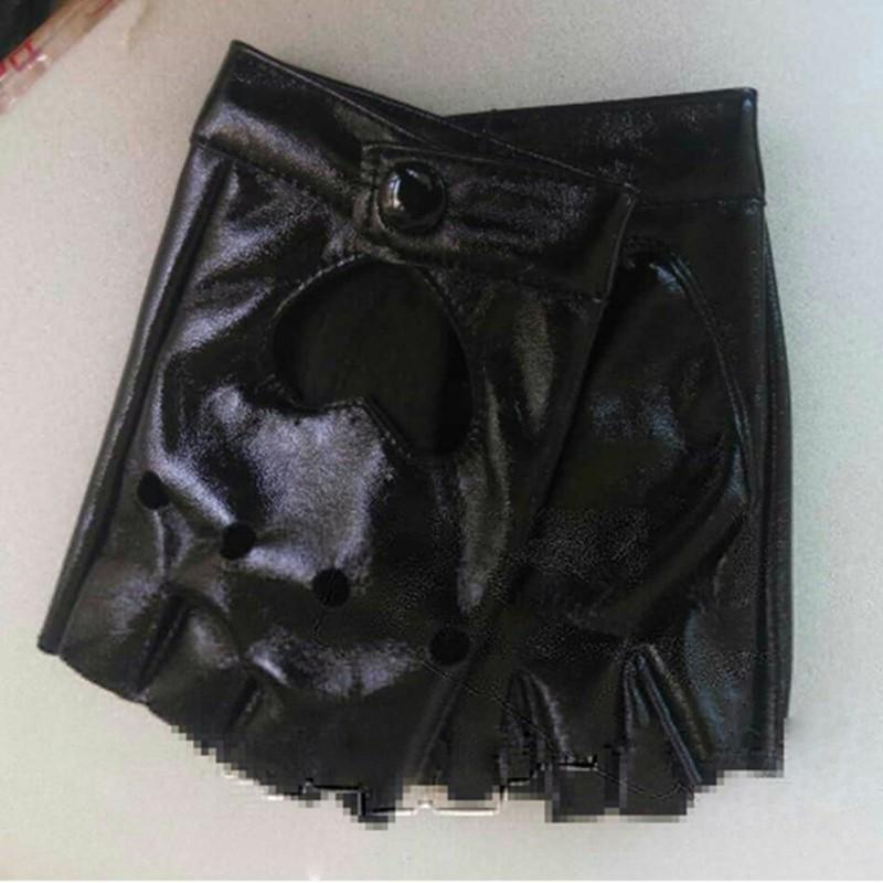 

Hot Selling Fashion Womens Faux Leather Heart Hollow Biker Motorcycle Mittens Dancing Gloves