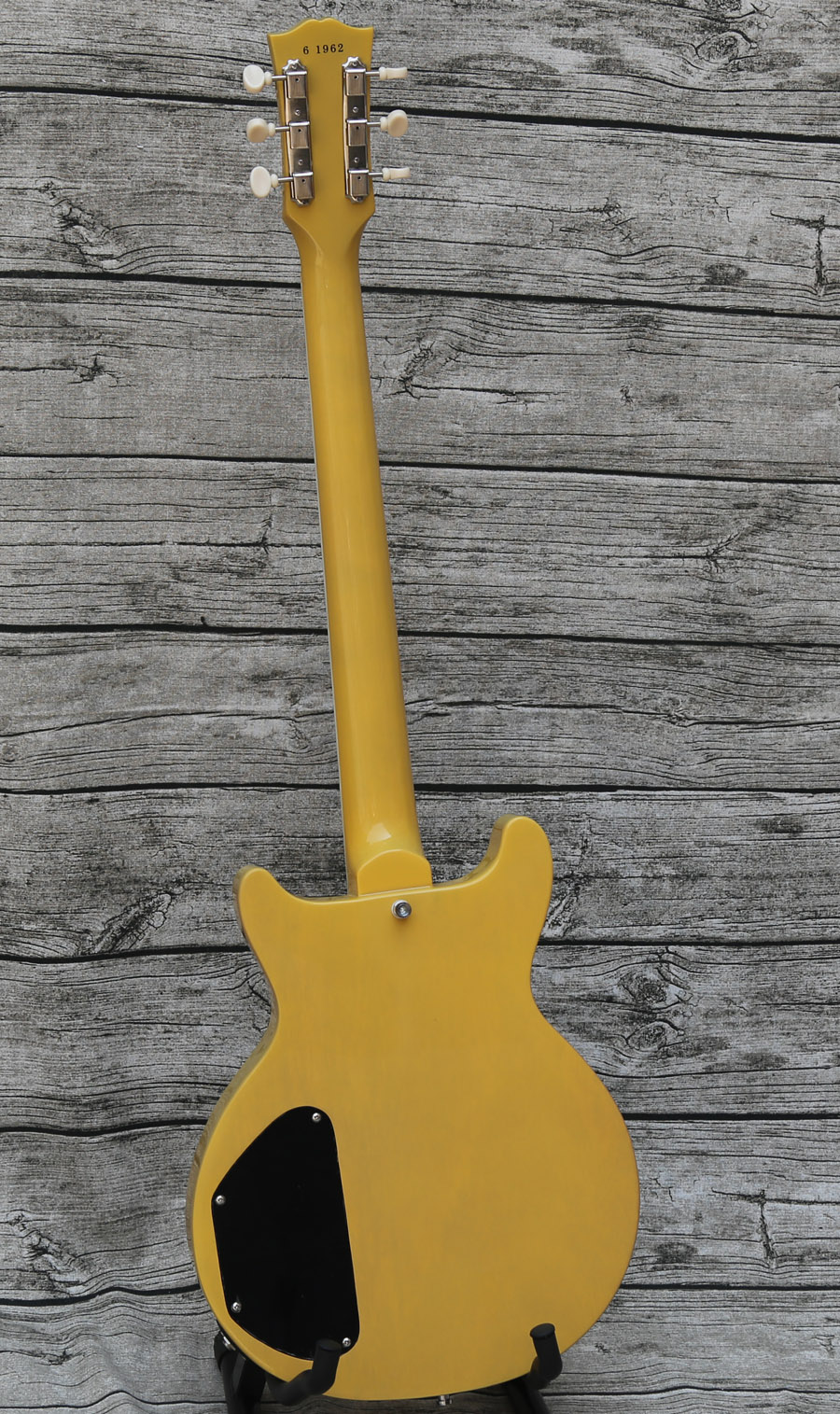 

Double Cutaway Junior 1959 Special TV Yellow Electric Guitar Black Pickguard, Black P-90 Pickups, Wrap Arround Tailpiece, Vintage Tuners