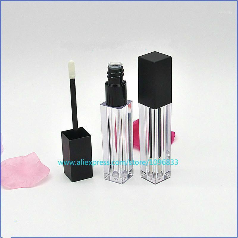 

50pcs/lot 6ML Square Lip Glaze Tube Bottles DIY Lip Gloss Tubes Cosmetics Package Container Clear/ Frost Tube Black Cap1