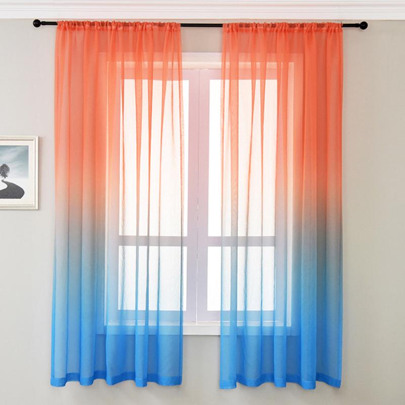 

Kitchen Romantic Privacy Cafe Home Decor Living Room Window Curtain Bedroom Ombre Drape Light Filtering Reversible Voile Panel, Yellow grey