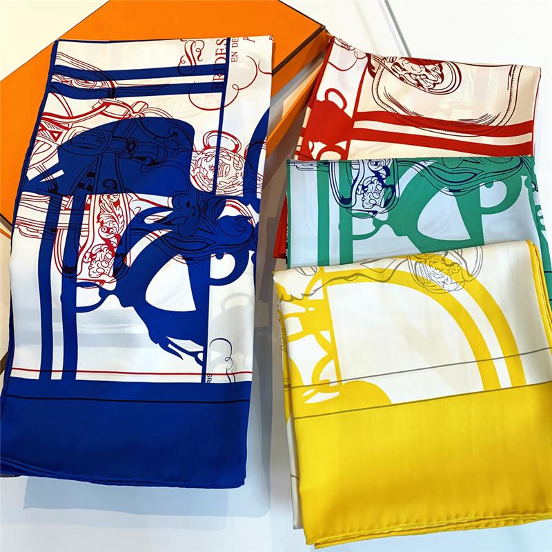 

Handmade crimping striped lattice chain Women Striped Scarf Female 90cm Square Shawl Large Hijab Scarfs For Ladies