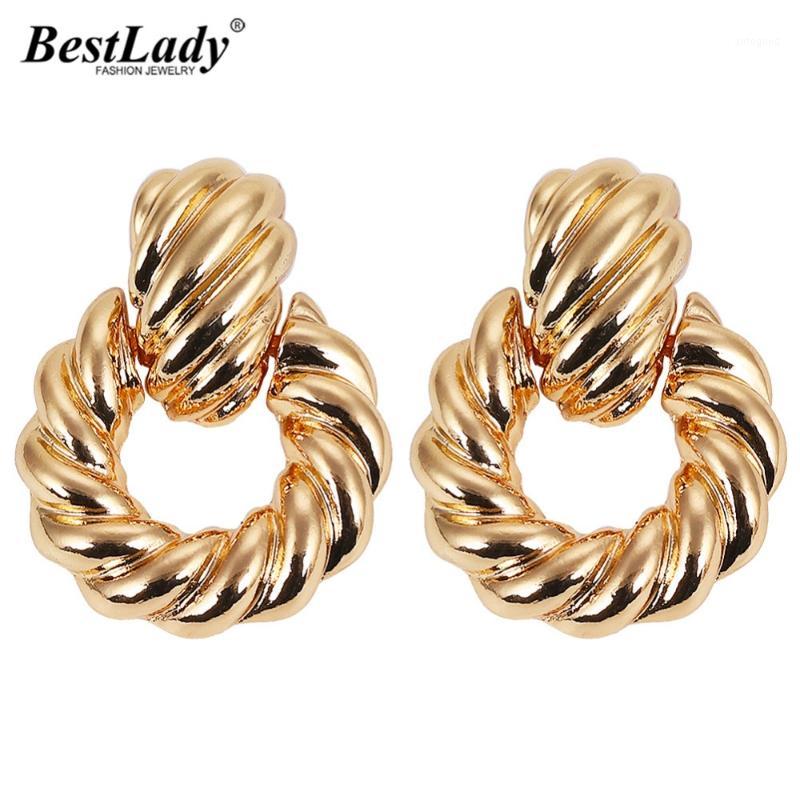 

Stud Lady Vintage Gold Earrings For Women Wedding Spiral Grain Bohemian Pendant Statement Party Gifts1