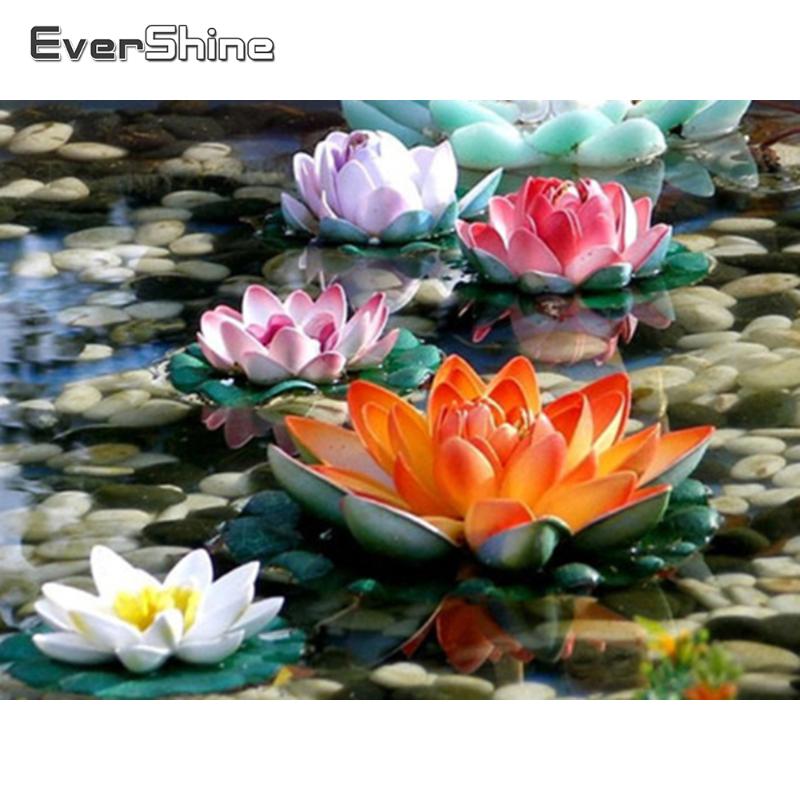 

Evershine Diamond Painting Flower Lotus Cross Stitch Diamond Embroidery Kit Sale Mosaic Flowers Full Square Rhinestones