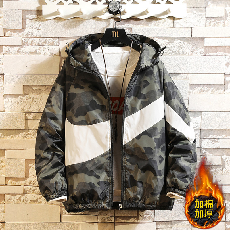 

2021 Autumn Winter New Men's Cotton Personality with Hood Street Jacket Clothes Ga9l, Mk7011 white