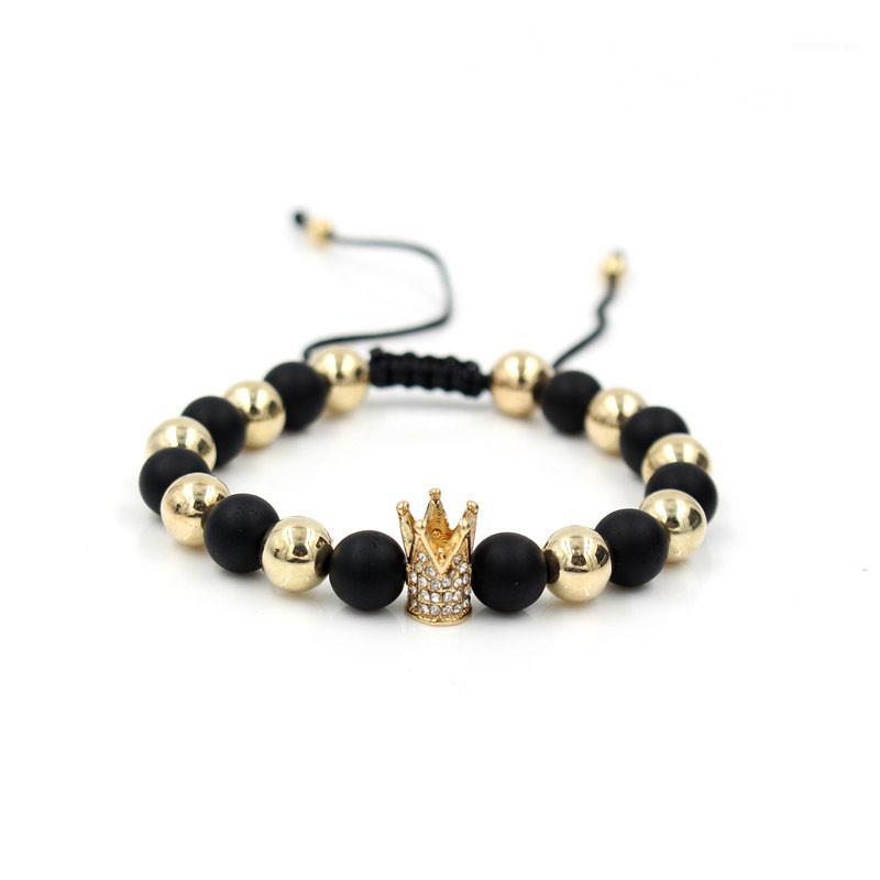 

PINIYA New Trendy Handmade Brand Men's Crown Charm Bracelet Jewelry Braided Strand Woven Macrame Bead Bracelets for Men Women1
