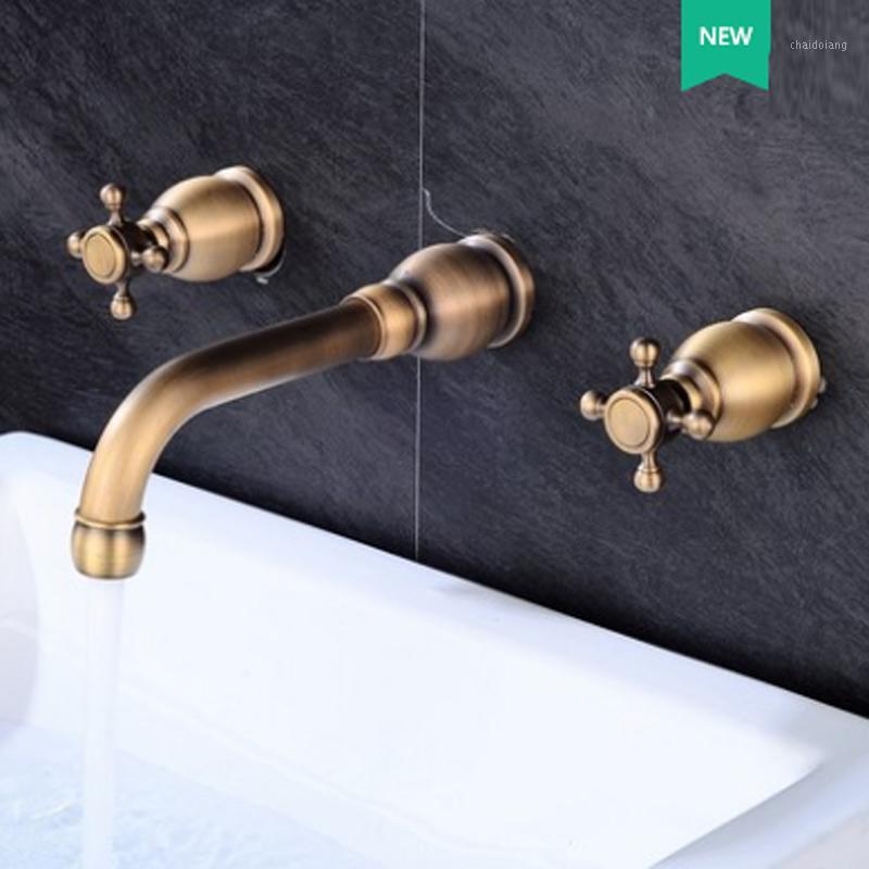 

Wall-mounted faucet bathroom wall outlet faucet retro cold and hot water wall-mounted basin into the wall1