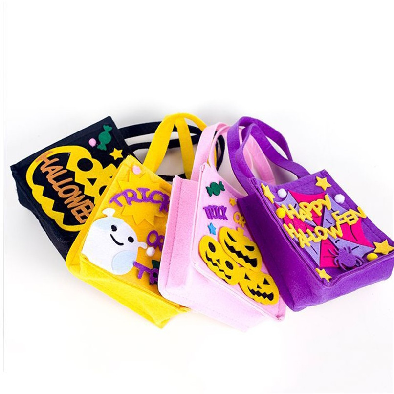

Halloween Pumpkin Storage Bags Trick or Treat Basket Child Candy Gifts Handbag Baby Cartoon Halloween Handbag Totes Decorations LY9282, Black