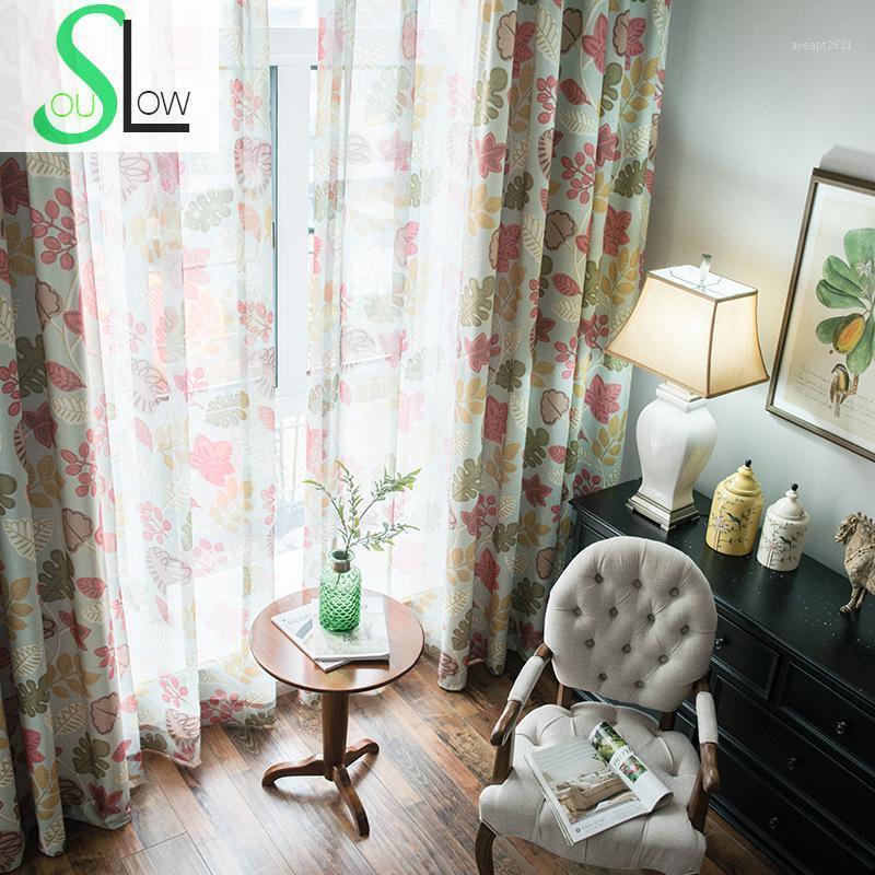 

Slow Soul Floral Modern Curtains For Living Room Tulle Kitchen And Blackout Drapes Sheer Bedroom Children Simple Thickened1