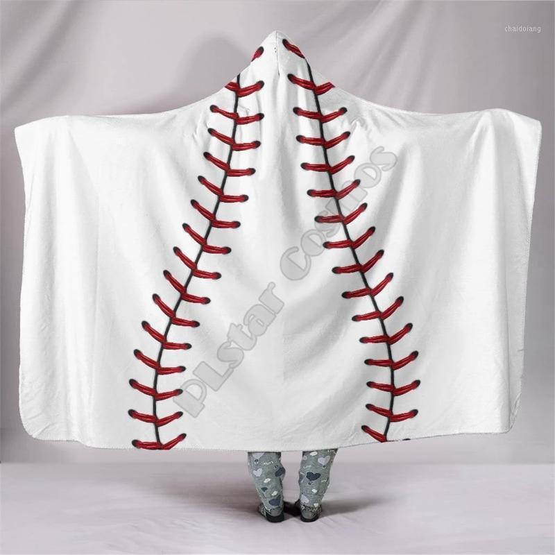 

Funny Softball Hooded Blanket Adult colorful child Sherpa Fleece Wearable Blanket Microfiber Bedding style-11