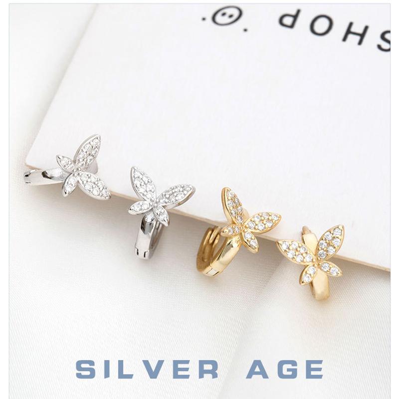

Hoop & Huggie WTLTC 1cm Small Zircon Butterfly Ear Piercing Earrings 925 Sterling Sliver French Charms Hoops For Women