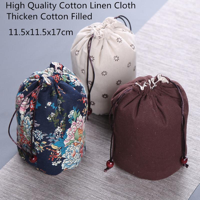 

Round Portable Large Travel Storage Bag Cup pot Thicken Drawstring Cotton Linen Bag protection Home Collection