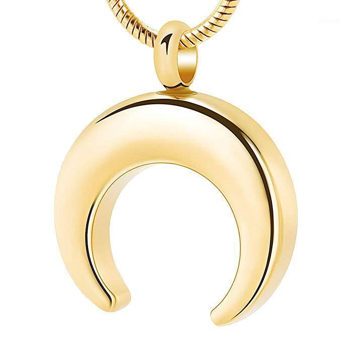 

Chains Memorial Urn Neckalce Keepsake Pendant For Ashes Stainless Steel Crescent Cremation Jewelry High Polished Engravable1