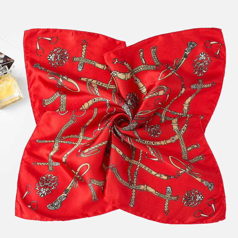 

2021 etiquette work clothes wear small square towel silk scarf ladies summer scarf 50*50 wholesale