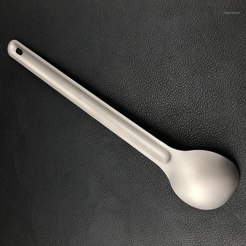

Eco-friendly Picnic Handle Spoon Flat Head Supplement Kitchen Tableware Titanium Steel Portable Outdoor Camping Long Supplies1