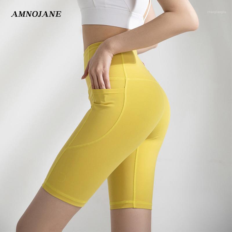 

Fitness Running Sport Shorts For Women Gym High Waist Leggings Biker Tights Seamless Workout Spandex Sports Yoga Shorts Pocket1, Black