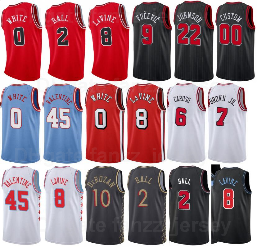 

Screen Print Basketball Lonzo Ball Jersey 2 DeMar DeRozan 11 Zach LaVine 8 Coby White 0 Patrick Williams 44 Alex Caruso 6 Denzel Valentine 45 Troy Brown Jr Red White, Black