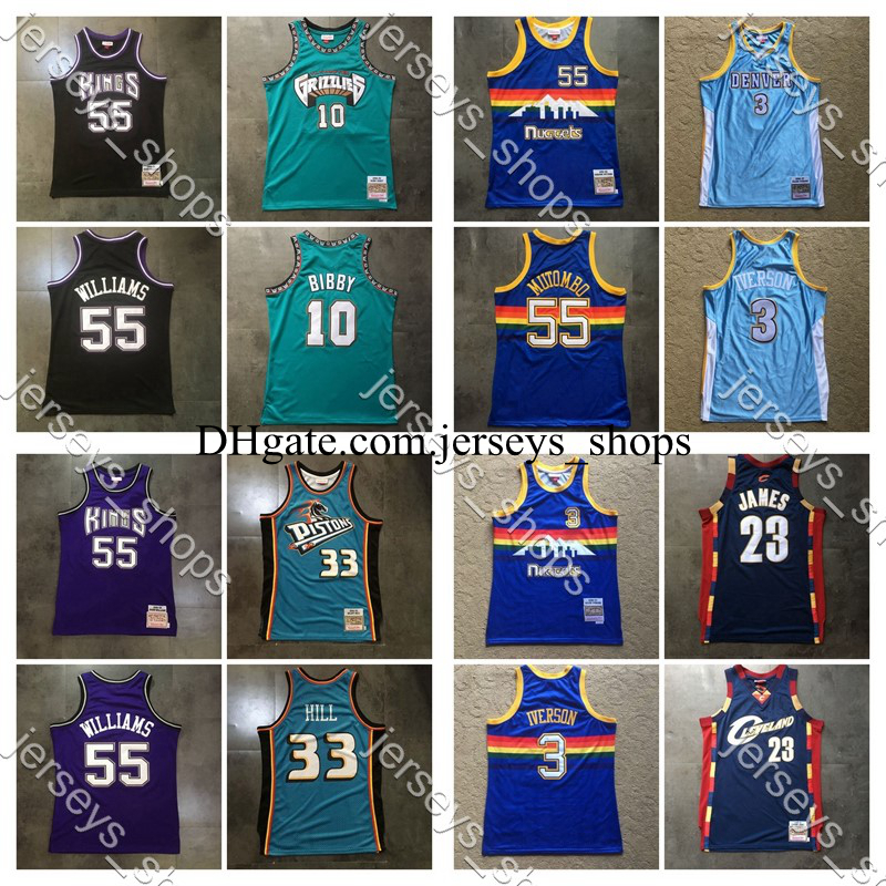 

Vintage Nuggets Pistons&#13Kings Grizzlies Basketball Jerseys Mutombo Hill Morant James Stitched Mitchell&Ness Hardwoods&#13, Black;red