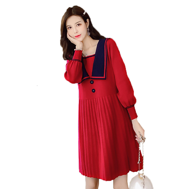 

Female Fashion Temperament Mesh 2021 Autumn Elegant New Ladies Long Sleeve Dresss Sweater Dress R395 Md48, Red