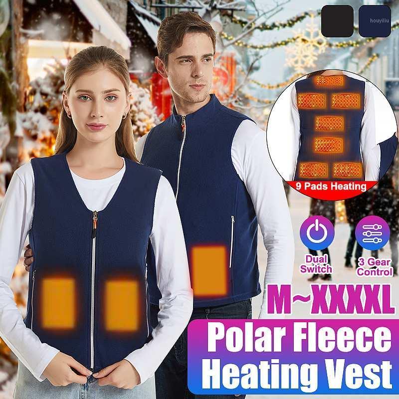 

Outdoor Electric Jacket Heated 9 Places Heating Vest Waistcoat Thermal Warm Clothing Winter Sleeveless Heated Jacket for Hiking1, Stand blue