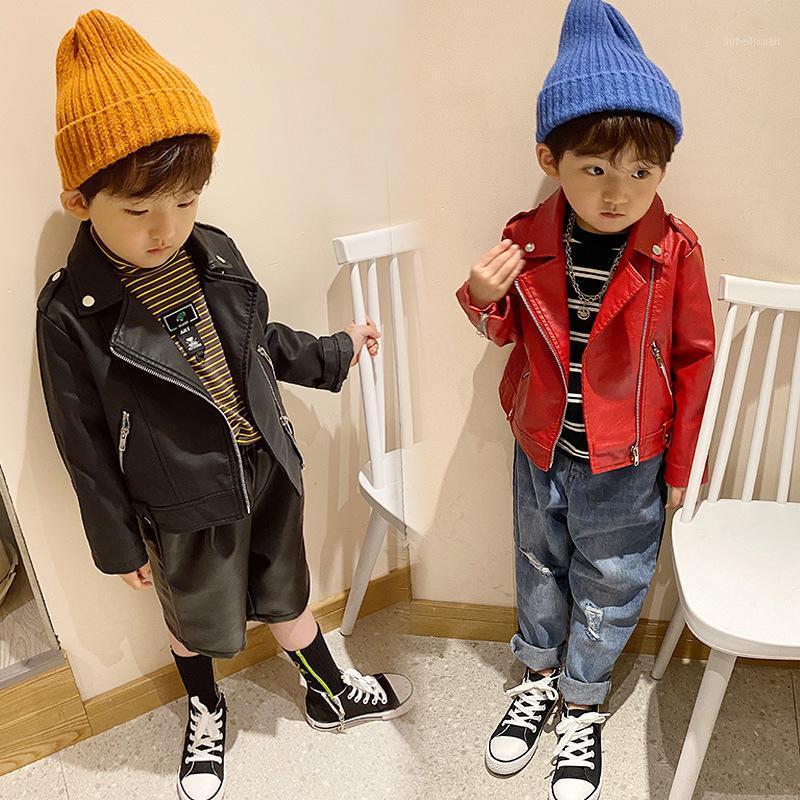 

Kids' Coat Autumn 2020 New Style Diagonal Zipper Four Colors Leather Coat Fashion Korean-style BOY'S Children a Generation of Fa1, Khaki leather coat
