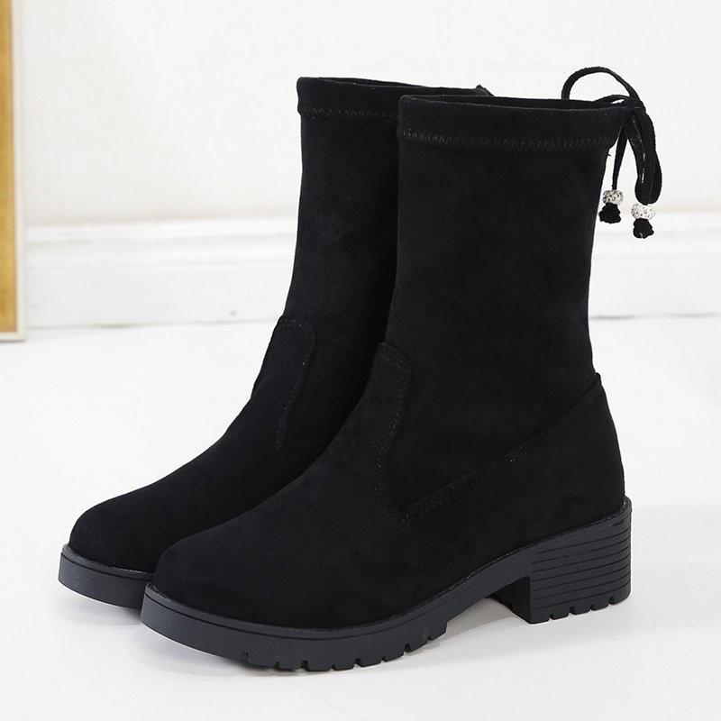 

2020 Fashion Women Boots Spring Winter Ankle Boots Heels Quality Suede Comfort Botines Mujer High1, Black