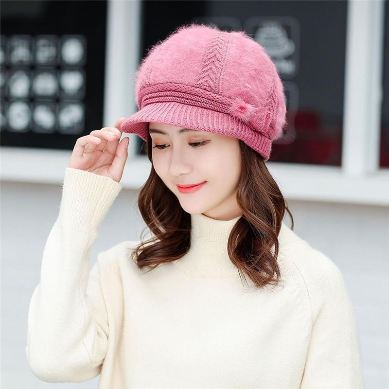

Imixlot New Fashion Elegant Knitted Hat Women Winter Warm Casual Caps Female Plush Crochet Knitted Bowknot Decorated Bonnet