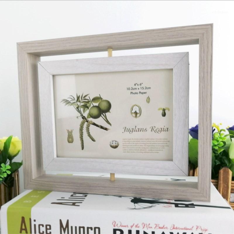

New Listing Wooden Rotate Photo Frame Wall-mounted Photo Frame Home Decoration DIY Craft Decorative Wall Decal1