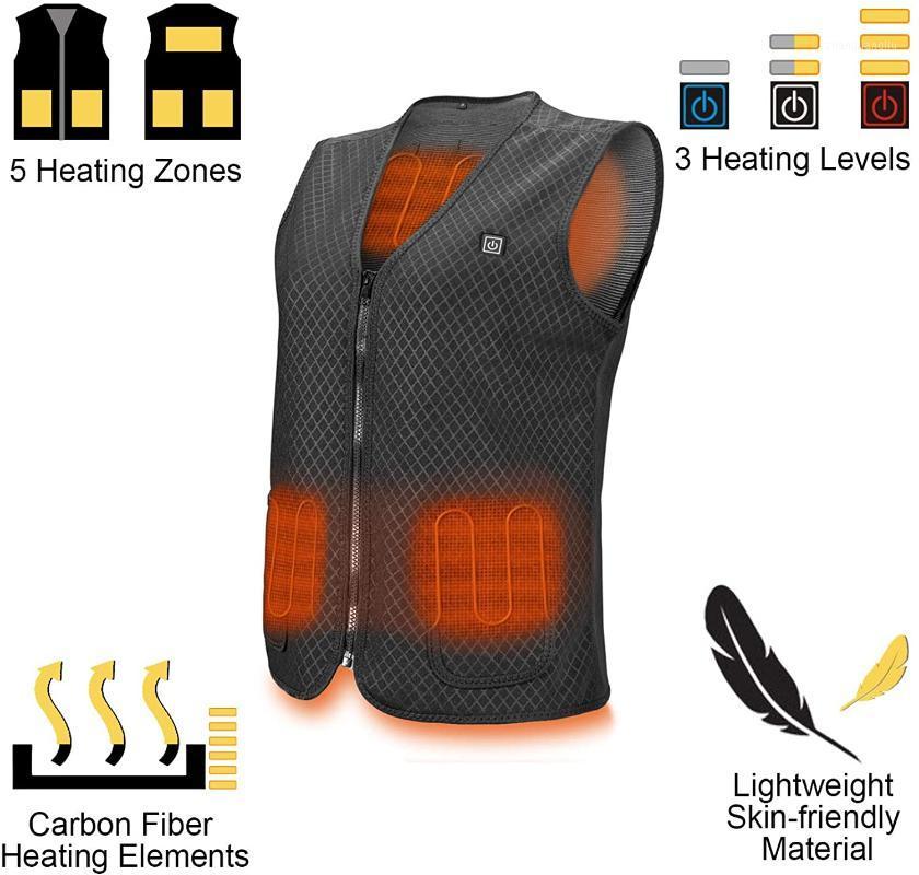 

Outdoor USB Infrared Heating Vest Jacket Men Women Winter Flexible Electric Thermal Clothing Waistcoat Fishing Hiking Vest Sets1, Black