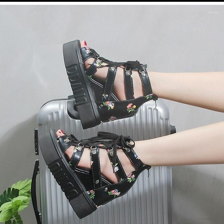 

Platform Sandals Women Shoes 2021 Summer Super High Heels Ladies Casual Shoes Wedge Chunky Sandals Gladiator Fashion High Top1, Black