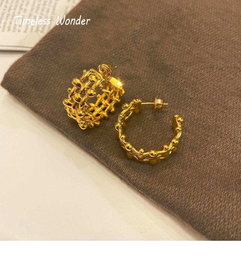 

Timeless Wonder Brass Geo Braided Statement Hoop Earrings Women Jewelry Goth Boho Top Designer Ins Fancy Rare Trendy Hiphop 7672