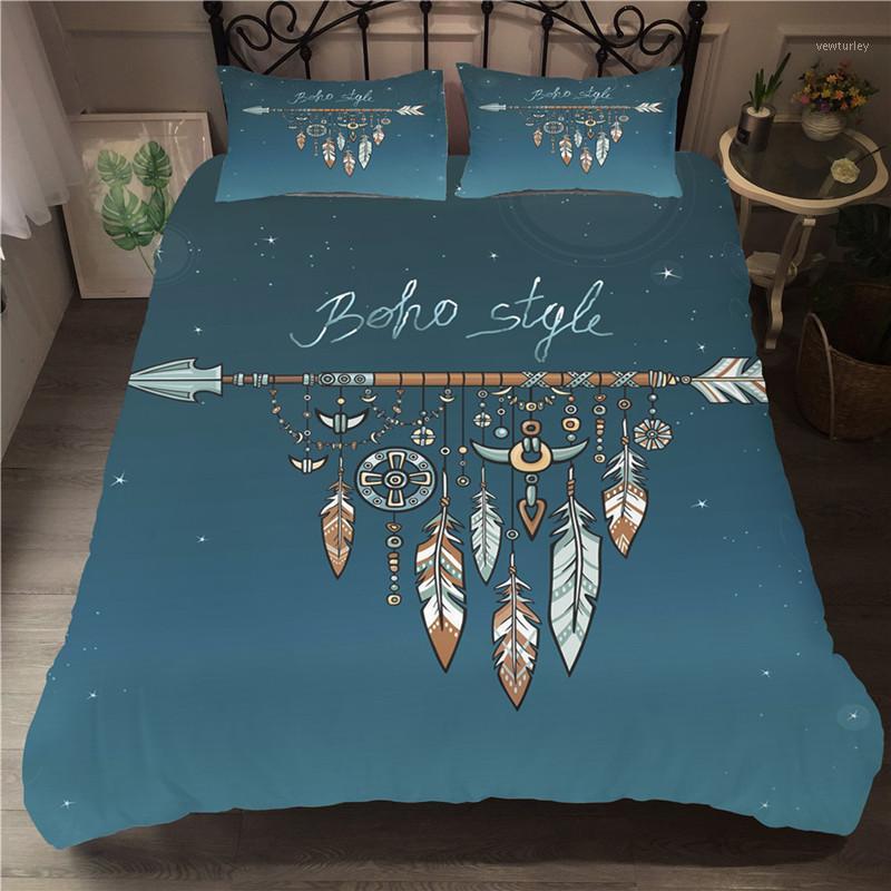 

Bedding Set Bohemian Dream Catcher Quilt Feather Pillow Case 2/3 Large1