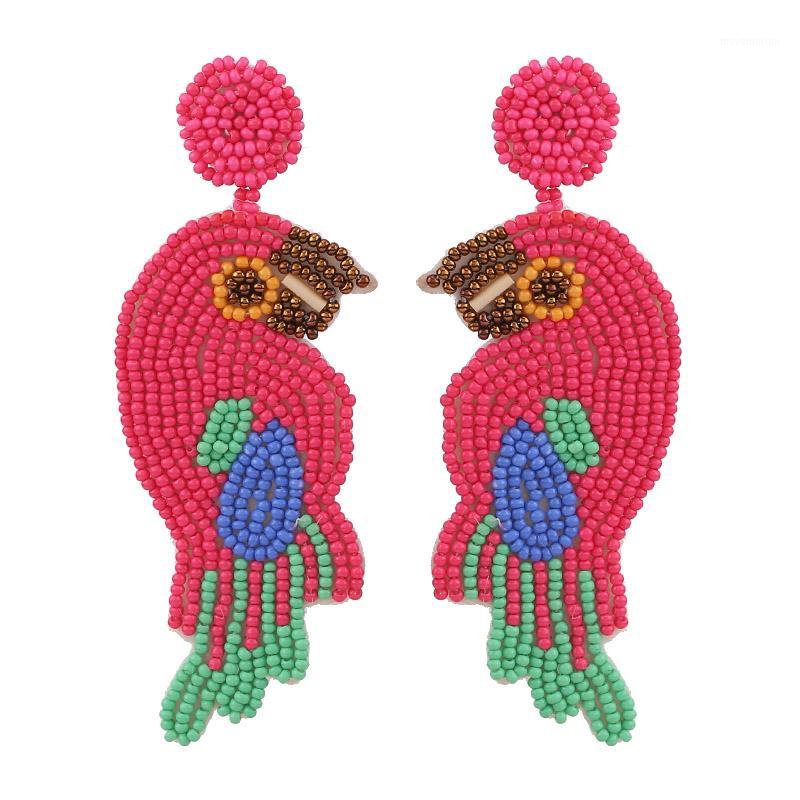 

Sehuoran Ins 2020 New Color Parrot Drop Earrings For Women Beads Bird Boho Earrings Long Fringed Dangle Wedding Jewelry1