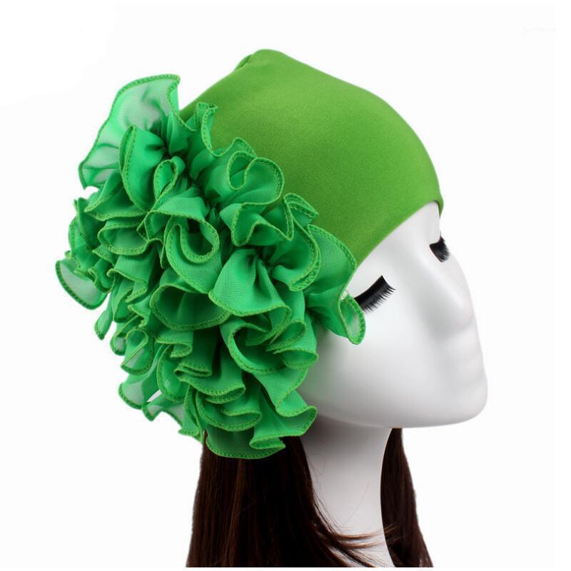 

Fashion Women Turban Hats Chiffon Flower Beanies Hats Turban Bonnet stretchy Skullies Bandana Hair Cover Chemo Caps1, Red