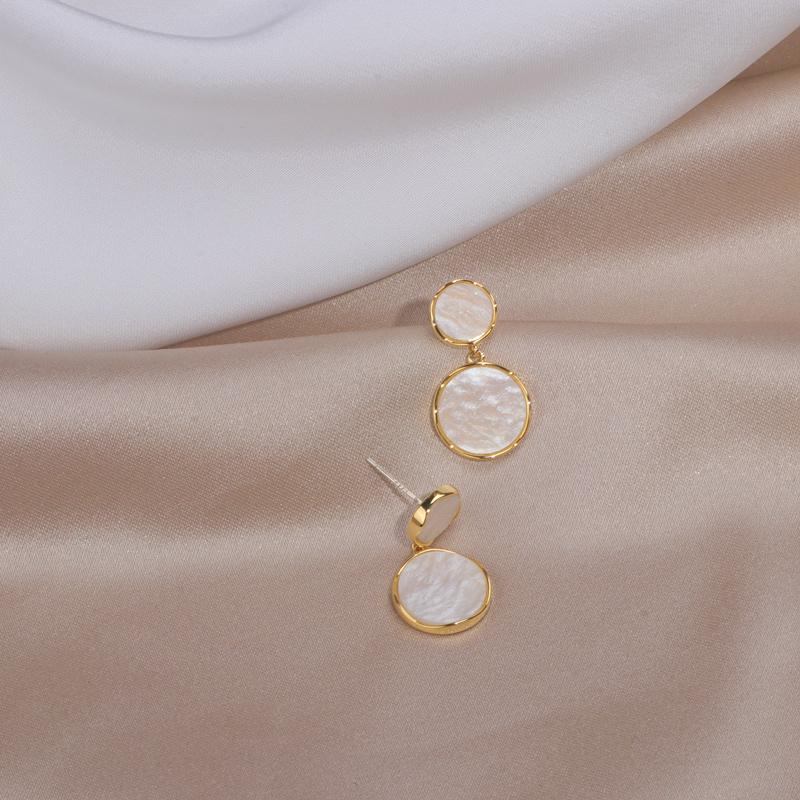 

SJDI-297 Shell Statement Drop Earrings For Women Vintage Geometric Round Drop Dangle Earring 2021 Brincos Wedding Jewelry