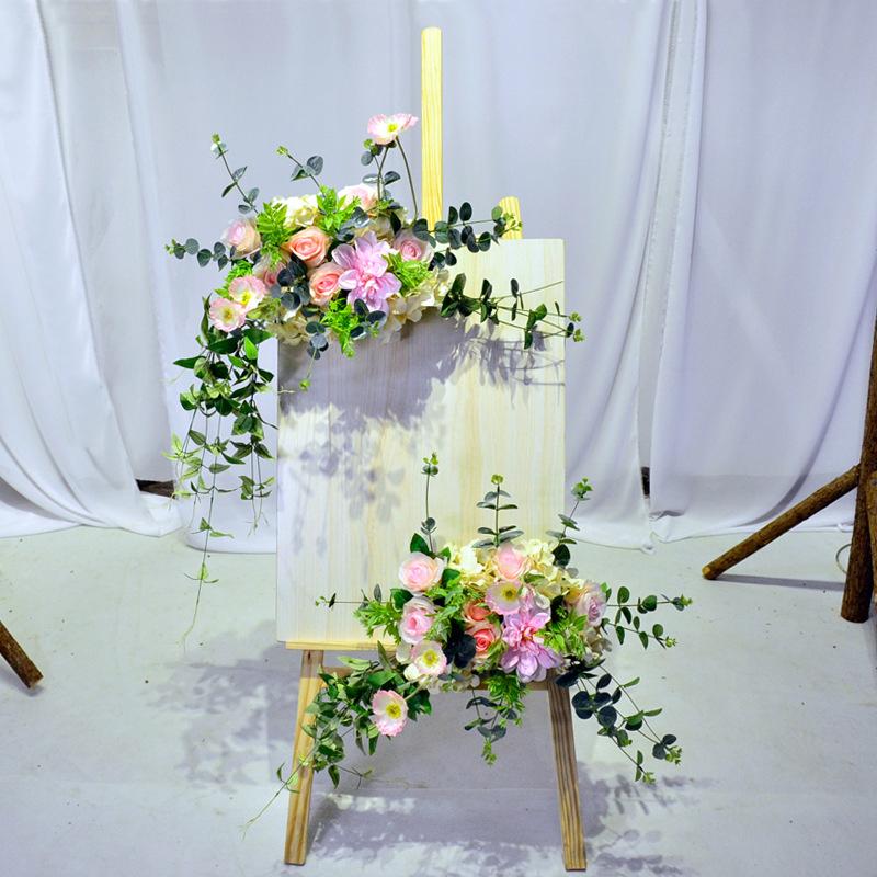 

Wedding decor road lead artificial flower row welcome sign creative photography props home door corner DIY flower garland wreath, 11