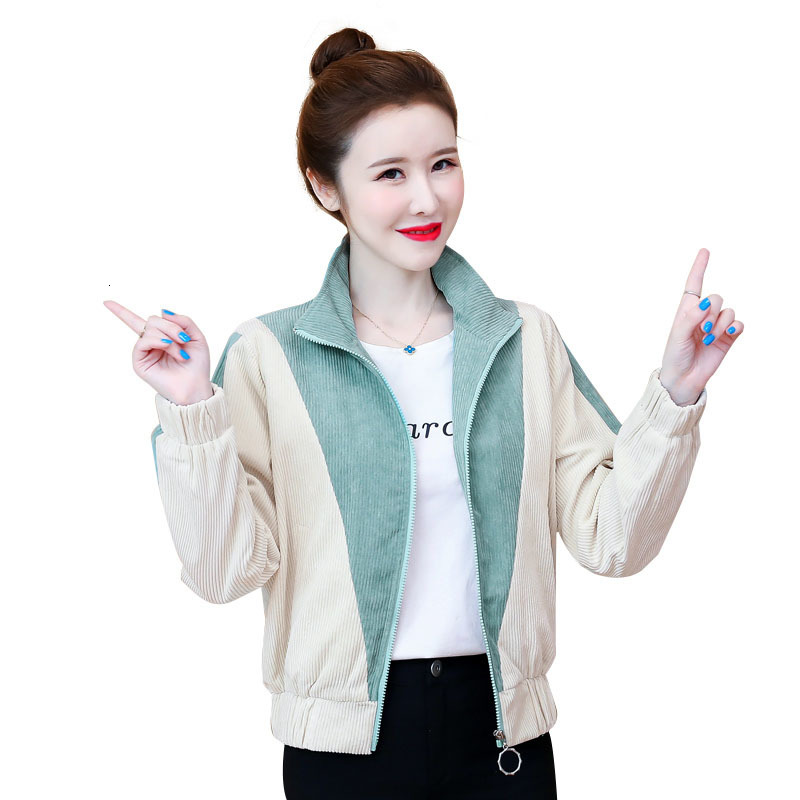 

Women' Velvet Coat Korean Spring Woman' Jacket Loose with Sleeve Long Fashion Short Baseball Uniform Tops Outwear R475 Aboj, Gray